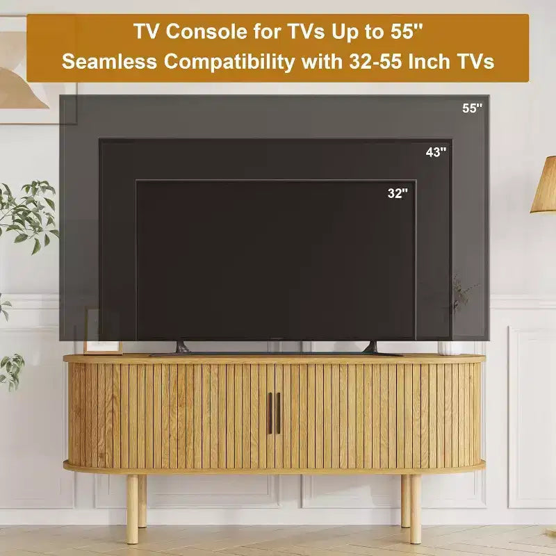 Meuble TV de 120 cm, Meuble TV Moderne avec Portes Coulissantes et Rangement, pour Salon et Chambre