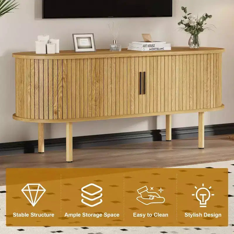 Meuble TV de 120 cm, Meuble TV Moderne avec Portes Coulissantes et Rangement, pour Salon et Chambre