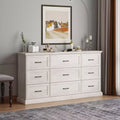 Hitow Rustic Wide Storage Dresser 9-Drawer Chest 70.9 Width Living Room Media Dresser Bedroom Organizer