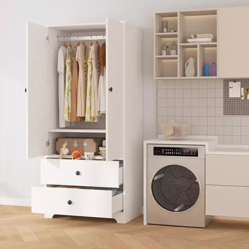 Armoire de rangement à 2 portes, buffet en MDF à panneaux plats pour chambre, salle à manger et maison