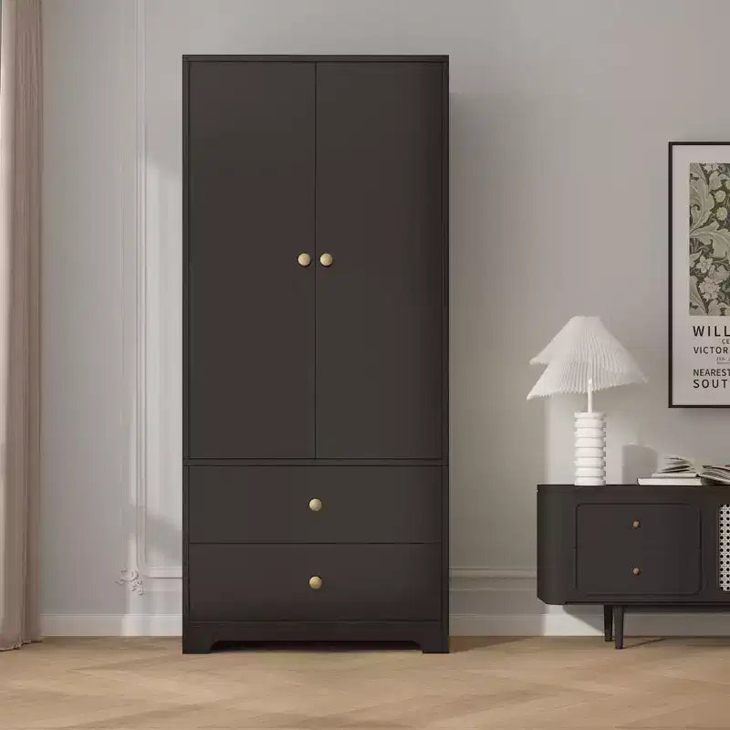 Armoire de rangement à 2 portes, buffet en MDF à panneaux plats pour chambre, salle à manger et maison