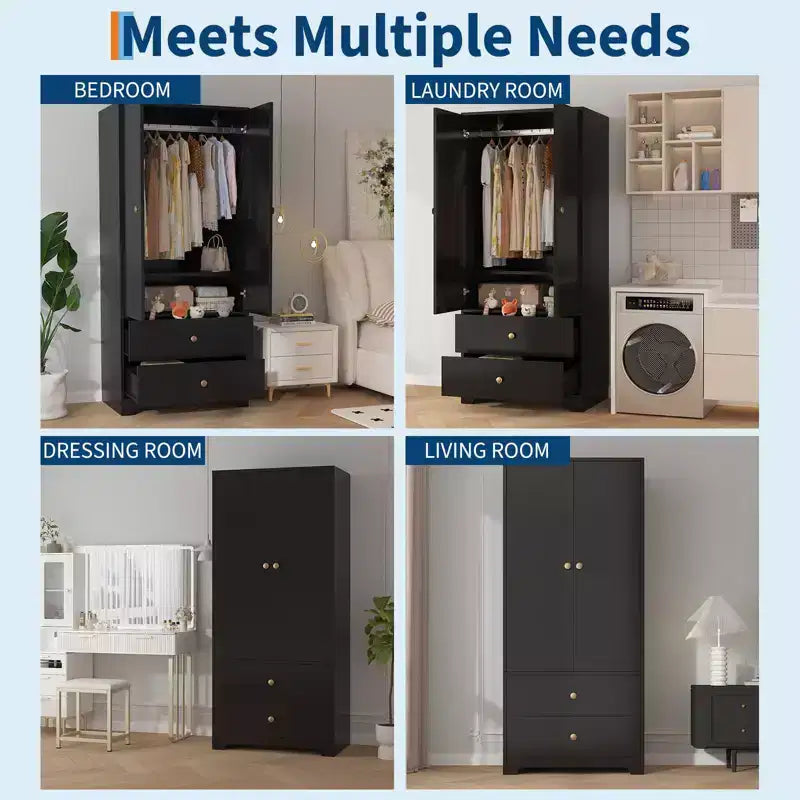 Armoire de rangement à 2 portes, buffet en MDF à panneaux plats pour chambre, salle à manger et maison