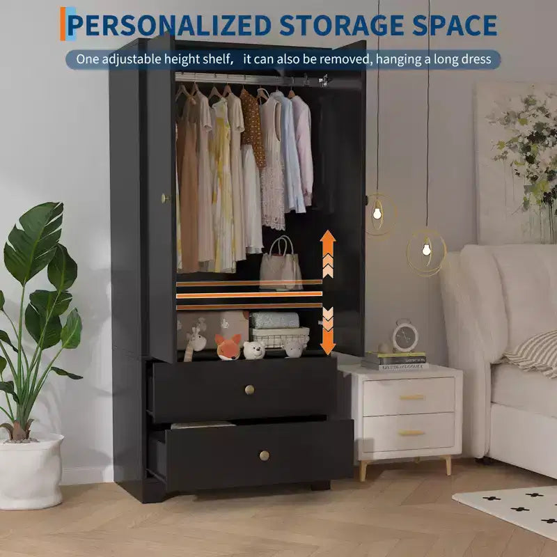 Armoire de rangement à 2 portes, buffet en MDF à panneaux plats pour chambre, salle à manger et maison
