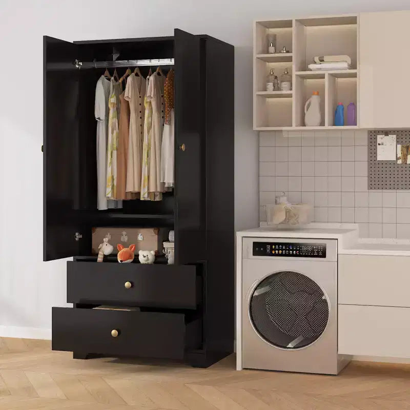 Armoire de rangement à 2 portes, buffet en MDF à panneaux plats pour chambre, salle à manger et maison
