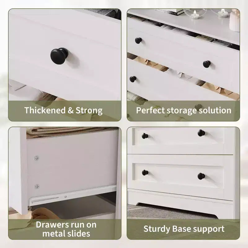31.5" 4-Drawer Dresser with Charging Station & LED Lights — Narrow Storage Organizer