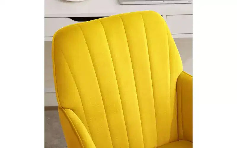 Chaise de bureau ergonomique de luxe, Fauteuil de bureau en velours avec piètement en métal plaqué or, Chaise de vanité pivotante réglable