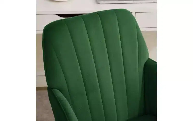 Chaise de bureau ergonomique de luxe, Fauteuil de bureau en velours avec piètement en métal plaqué or, Chaise de vanité pivotante réglable