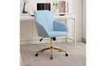 Chaise de bureau ergonomique de luxe, Fauteuil de bureau en velours avec piètement en métal plaqué or, Chaise de vanité pivotante réglable