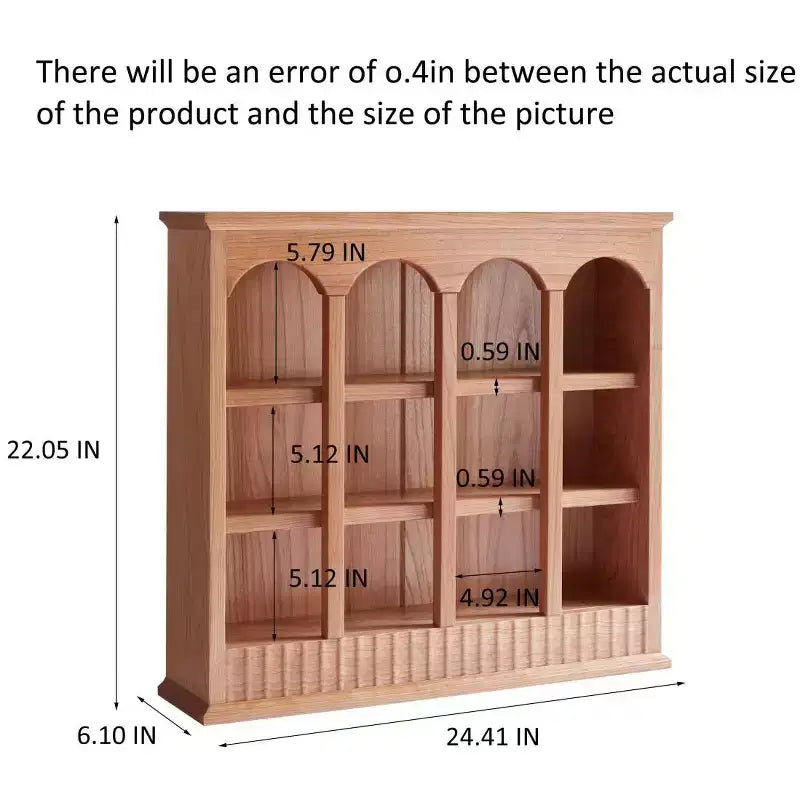 Meuble de rangement vintage en bois de cerisier massif avec casiers, étagères de cuisine à poser avec niches cintrées pour épices ou tasses à thé