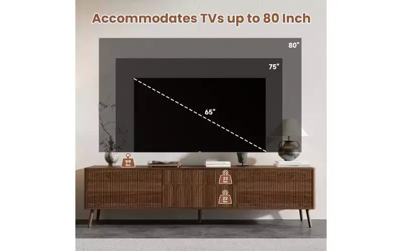 Meuble TV encastré moderne de 70 pouces avec tiroirs de rangement, adapté aux téléviseurs de moins de 80 pouces, idéal pour les salons