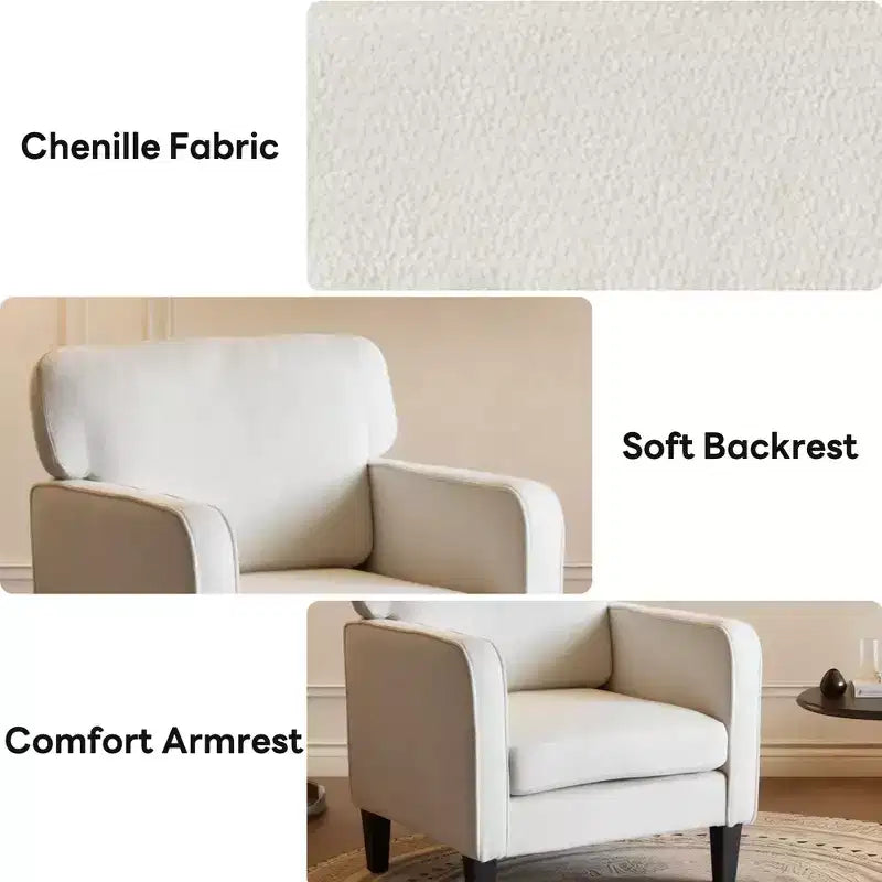Fauteuil de lecture moderne avec accoudoir et dossier, chaise confortable avec cadre en bois pour salon, salle d'attente, salle de réception