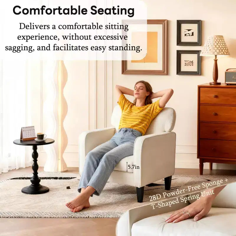Fauteuil de lecture moderne avec accoudoir et dossier, chaise confortable avec cadre en bois pour salon, salle d'attente, salle de réception