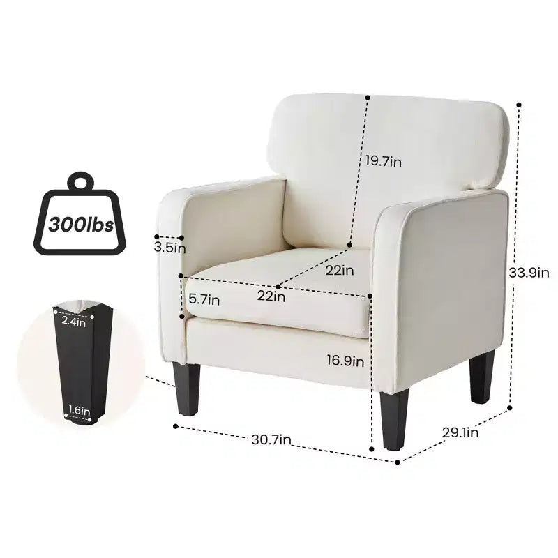 Fauteuil de lecture moderne avec accoudoir et dossier, chaise confortable avec cadre en bois pour salon, salle d'attente, salle de réception