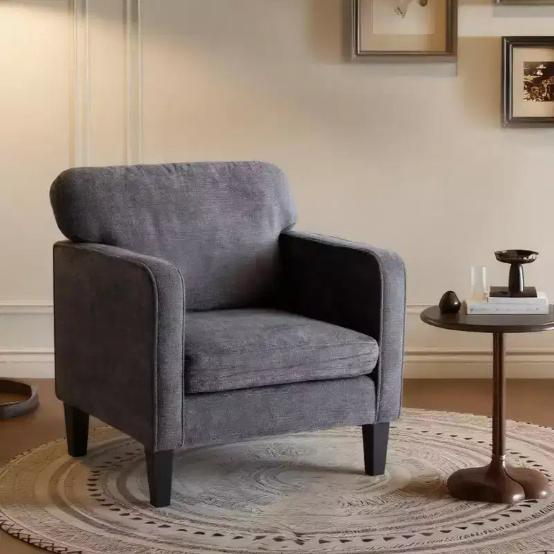 Fauteuil de lecture moderne avec accoudoir et dossier, chaise confortable avec cadre en bois pour salon, salle d'attente, salle de réception
