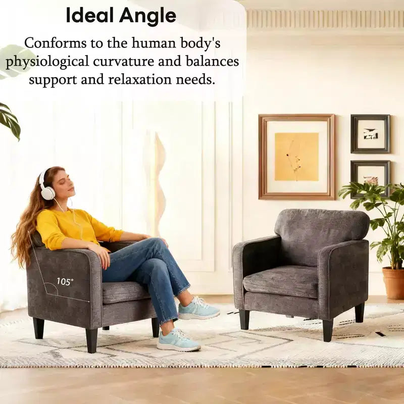 Fauteuil de lecture moderne avec accoudoir et dossier, chaise confortable avec cadre en bois pour salon, salle d'attente, salle de réception