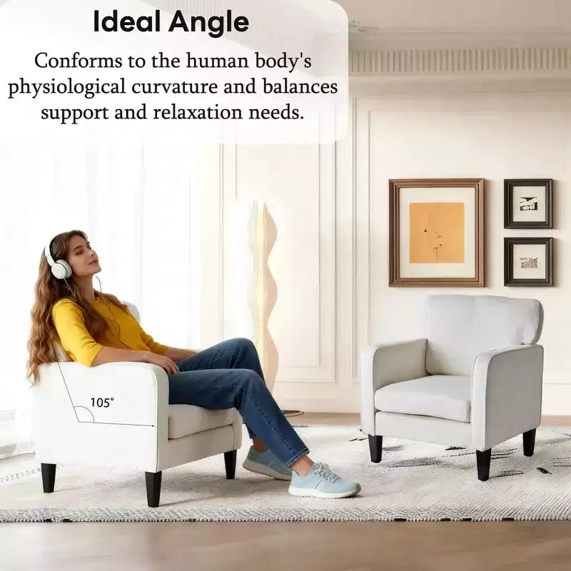Fauteuil de lecture moderne avec accoudoir et dossier, chaise confortable avec cadre en bois pour salon, salle d'attente, salle de réception