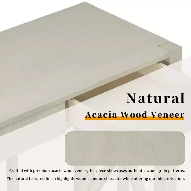 Console de 60 pouces en bois d'acacia avec 4 tiroirs, table d'entrée de style rustique avec pieds en X, table de canapé étroite pour salon, cuisine, couloir