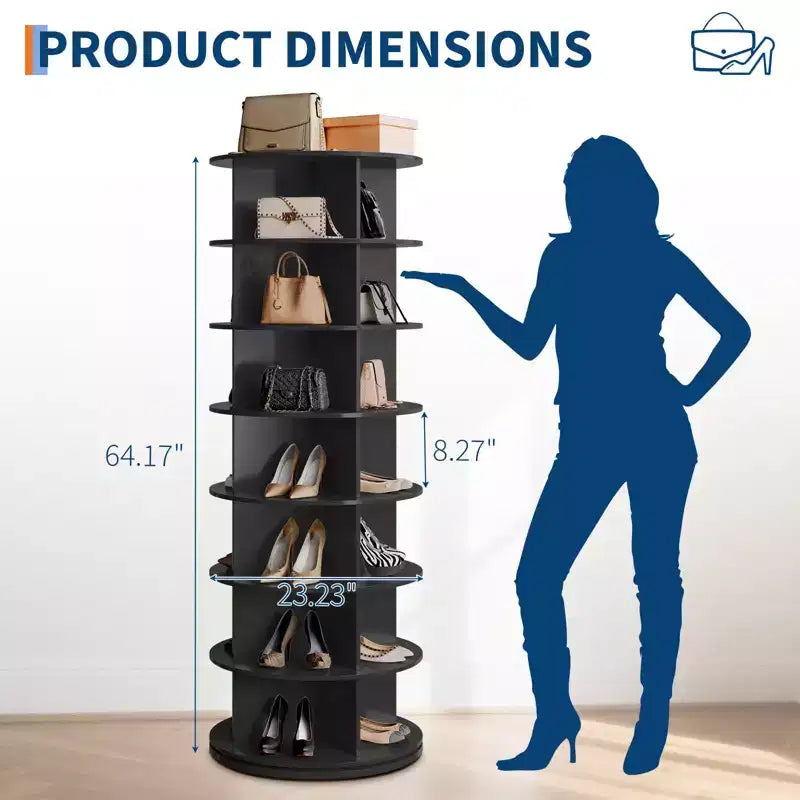 Tour à Chaussures, Organiseur de Chaussures Rotatif sur Pied, Présentoir à Chaussures Vertical Rotatif, Rangement à Chaussures Carrousel Rond, Organisation de Placard à Chaussures