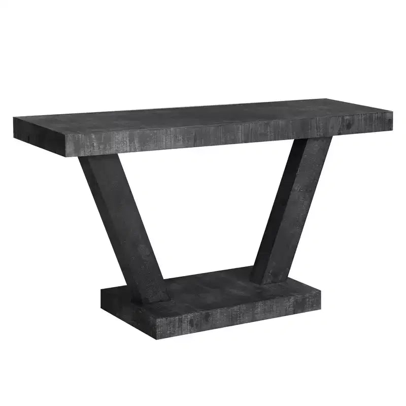 60" Vintage Distressed Wood Console Table with 2-Tier Storage Cabinet