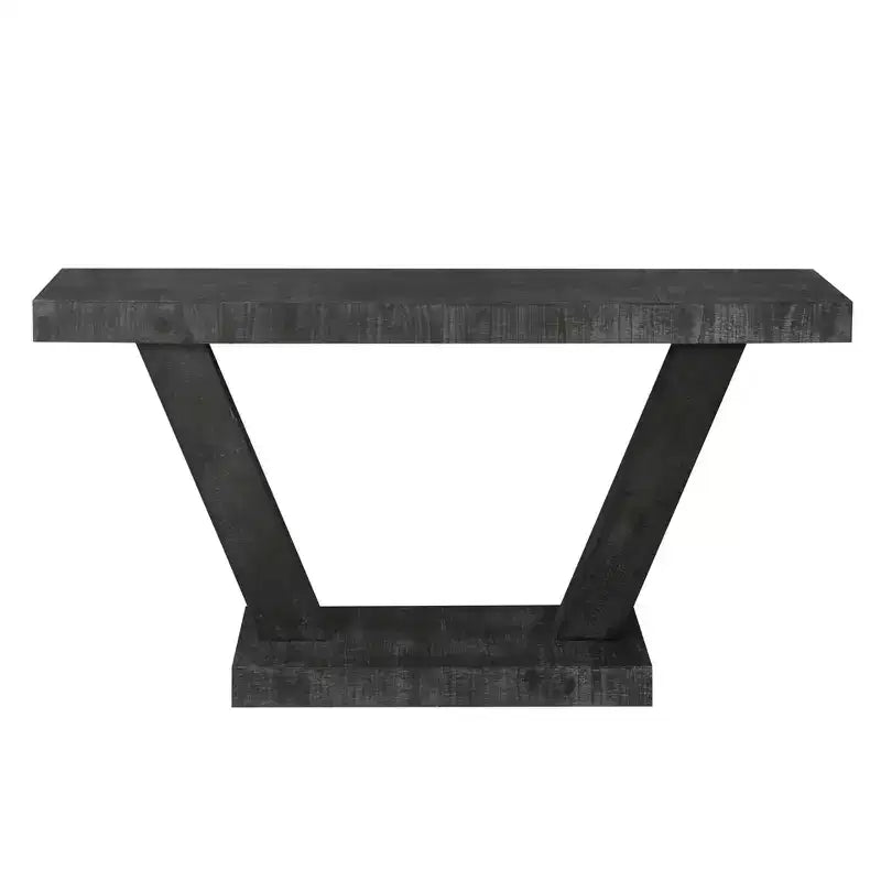 60" Vintage Distressed Wood Console Table with 2-Tier Storage Cabinet