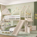 Lit mezzanine enfant pleine grandeur avec toboggan et étagère, cadre de lit mezzanine en bois massif avec échelle convertible pour cabane d'enfants