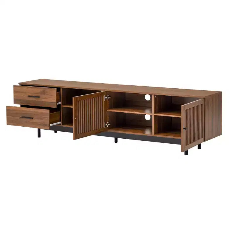 78" Modern TV Stand for 85" TVs with Deep Drawers, Cable Management — Walnut