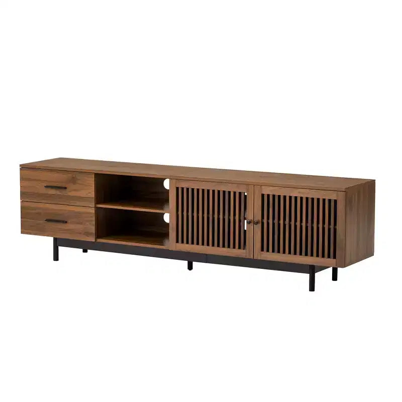 78" Modern TV Stand for 85" TVs with Deep Drawers, Cable Management — Walnut