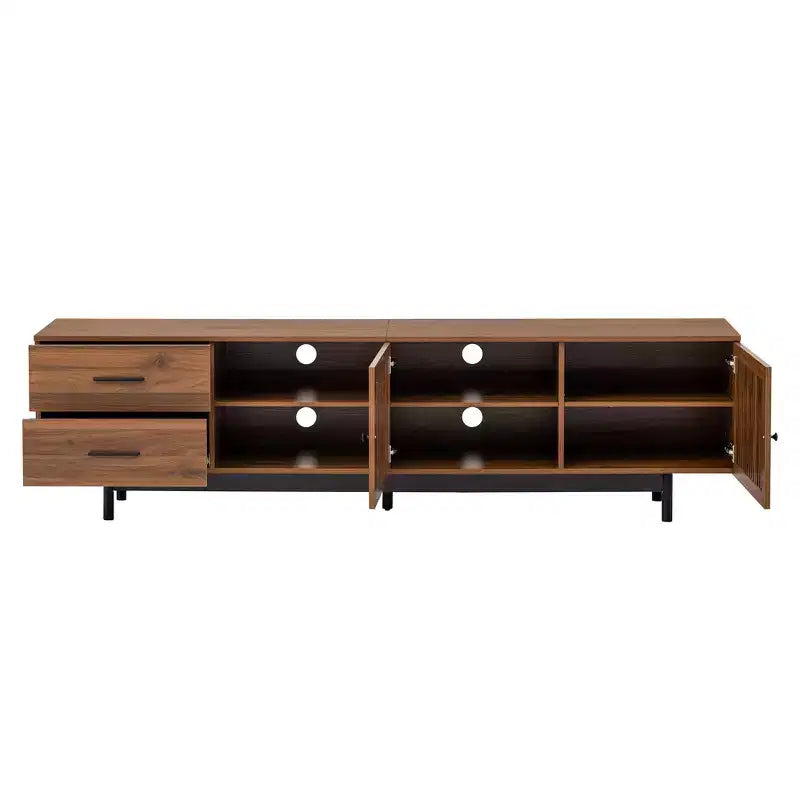 78" Modern TV Stand for 85" TVs with Deep Drawers, Cable Management — Walnut