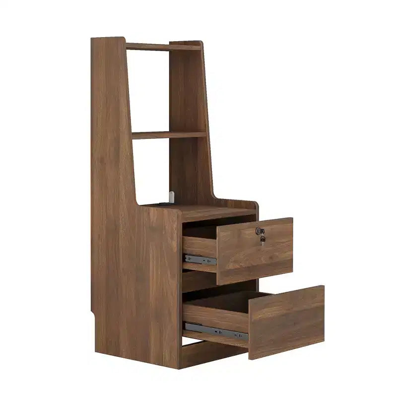 Table de chevet avec station de recharge intégrée 15 pouces, table de chevet intelligente avec étagère, compartiment de rangement et fonction verrouillable, finition bois