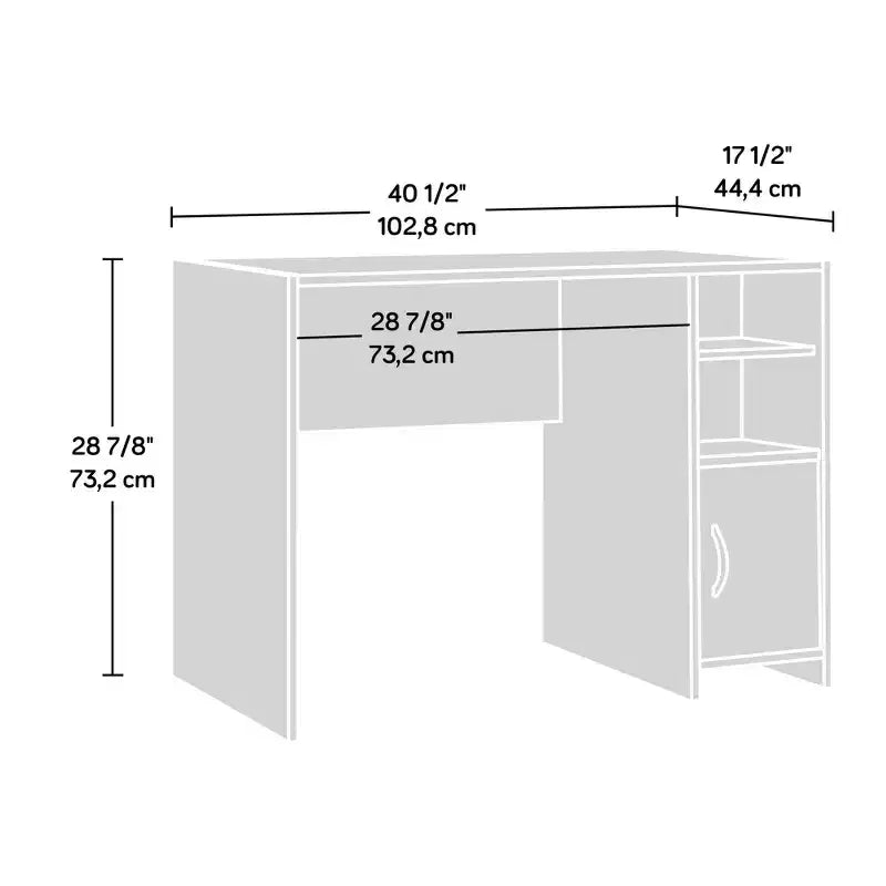 Bureau de transition avec rangement, Bureau d'étude moderne avec étagère réglable et armoire dissimulée, Bureau d'écriture pour bureau à domicile et petits espaces, Marron foncé