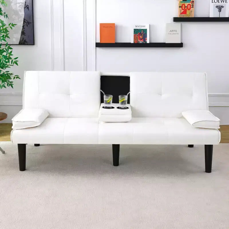 Canapé-lit convertible moderne de 170 cm avec porte-gobelet, canapé-lit pour petits espaces, appartements et bureaux