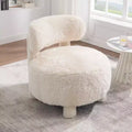 Fauteuil d'appoint rond moderne avec dossier incurvé, fauteuil de lecture épais rembourré avec pieds en bois, fauteuil latéral confortable pour salon et chambre