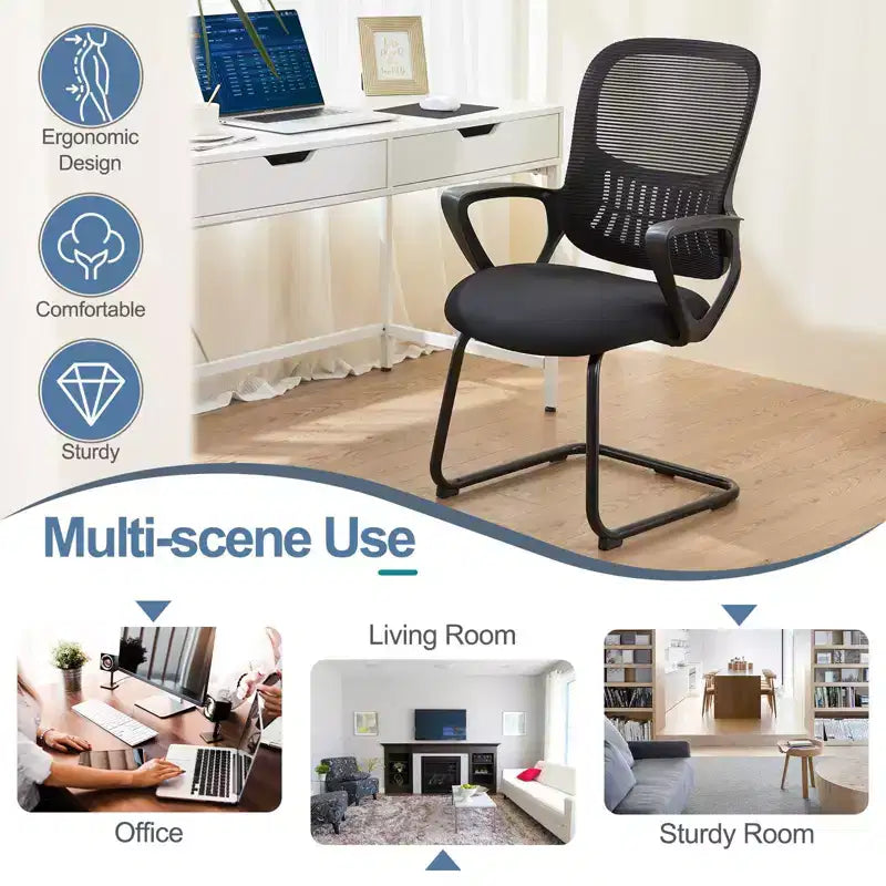 Chaise de bureau ergonomique avec assise rembourrée, chaise gamer avec accoudoirs et soutien lombaire, chaise d'ordinateur pour salle de lecture, noir
