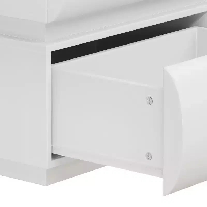 Commode 6 tiroirs de 43 pouces, style moderne sans poignée avec grand espace de rangement pour chambres et salons, blanc