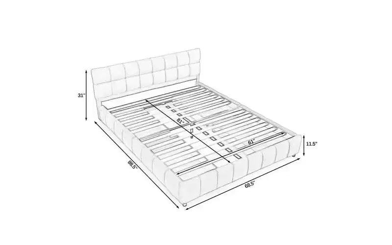 Lit rembourré Queen Size avec tête de lit, Cadre de lit solide en tissu chenille avec tiroir pour chambre à coucher, Rose