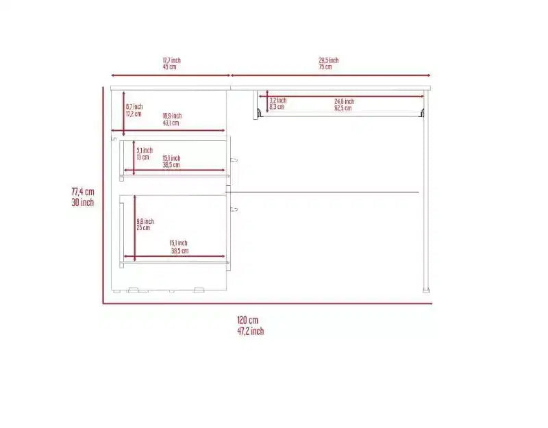 Bureau d'angle en L avec deux tiroirs et rangement pour UC, tablette pour clavier et étagère de rangement ouverte, bureau d'écriture pour le bureau et la chambre à coucher