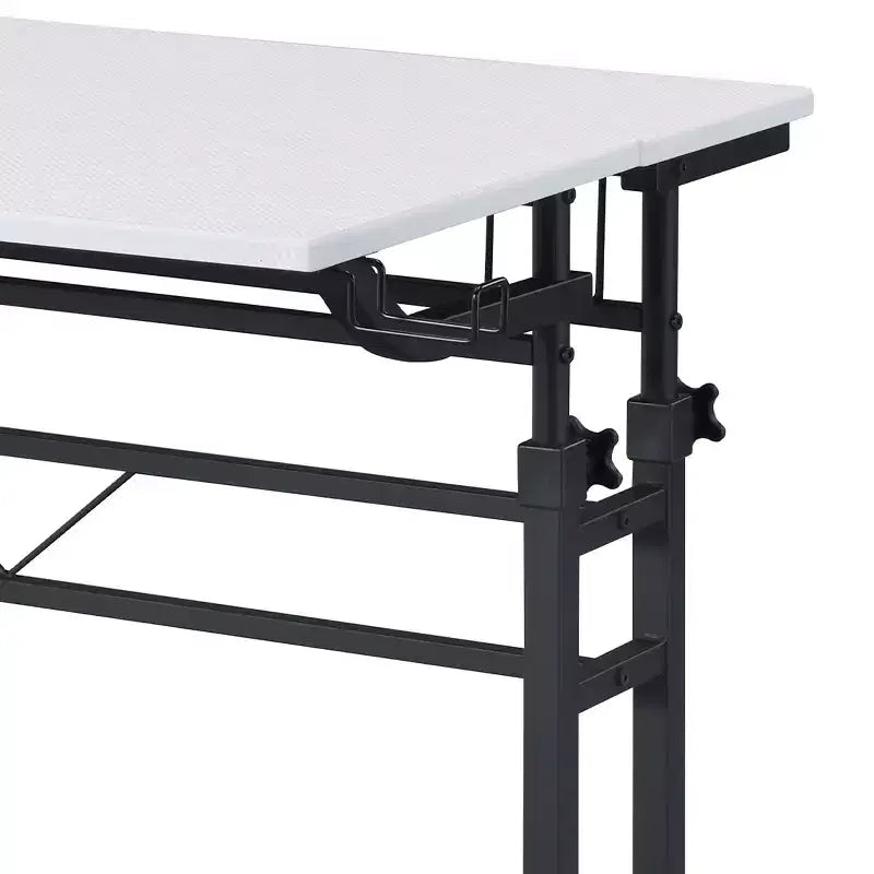 Bureau d'écriture roulant avec plateau réglable en hauteur, étagère mobile, roulettes verrouillables, porte-gobelet et support pour casque, idéal pour le bureau