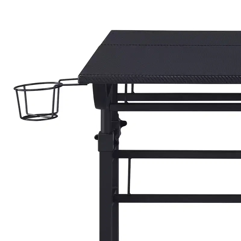 Bureau d'écriture roulant avec plateau réglable en hauteur, étagère mobile, roulettes verrouillables, porte-gobelet et support pour casque, idéal pour le bureau