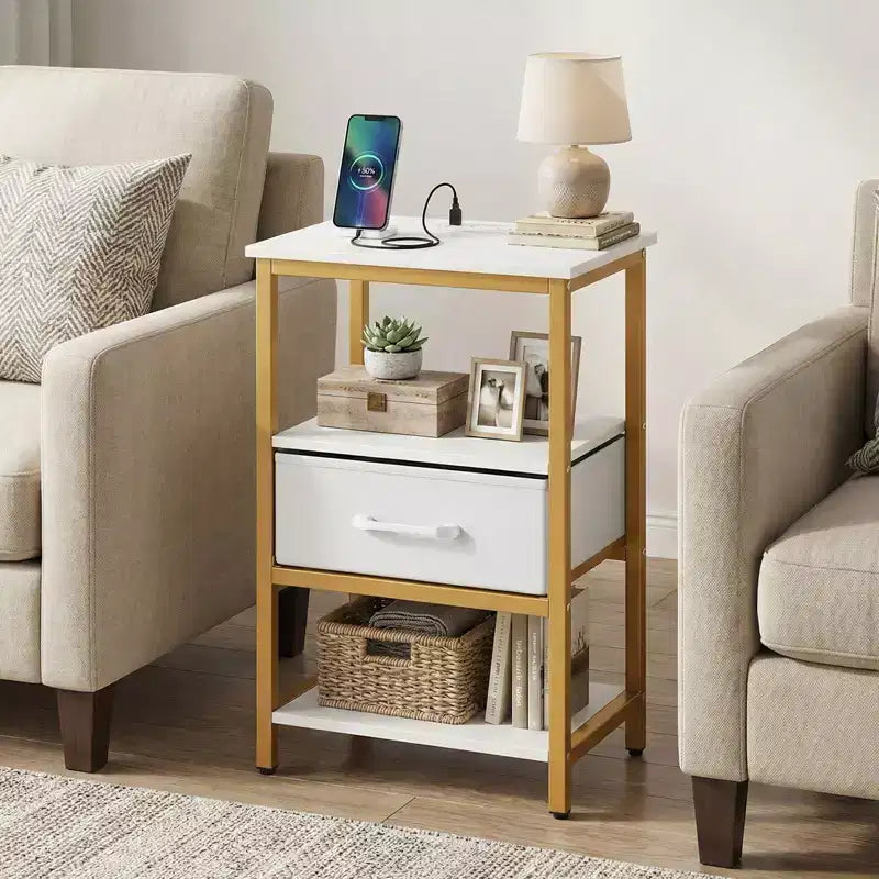 Table basse en bois avec étagère inférieure, table de salon rectangulaire avec rangement