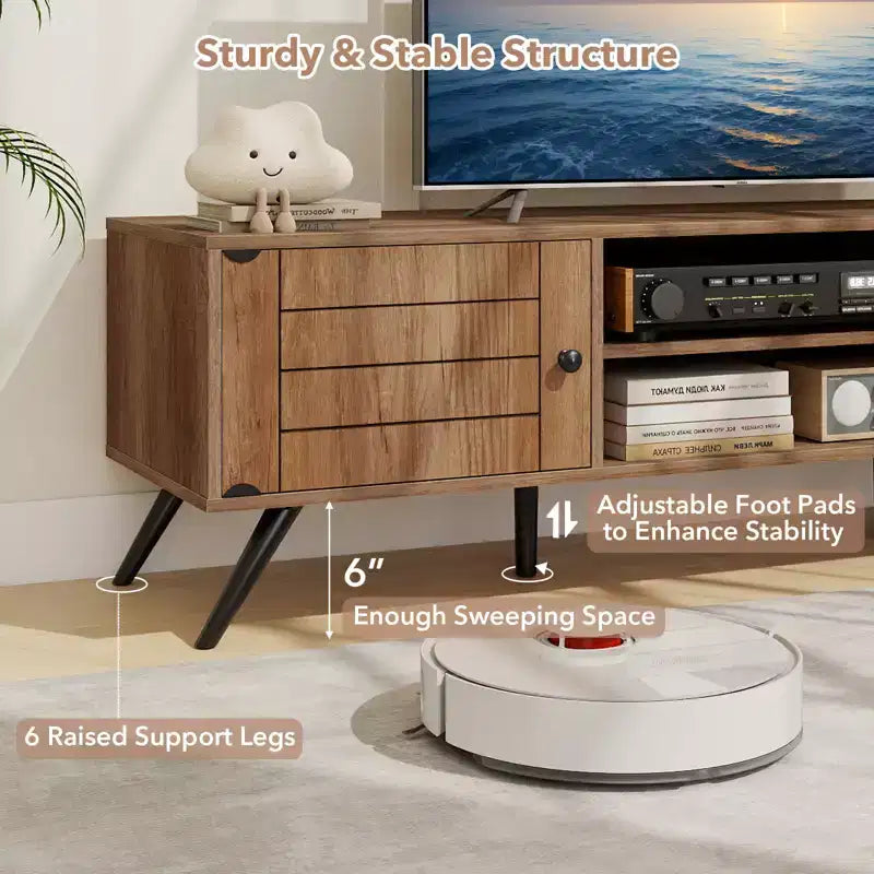 Commode Double 6 Tiroirs, Grande Commode avec Cadre en Bois pour Chambre à Coucher