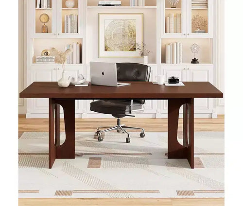 71 Long Dining Table for 6-10 People - Kitchen Table with Extra Thick Tabletop, Rectangular Table for Dining Room, Office, Walnut