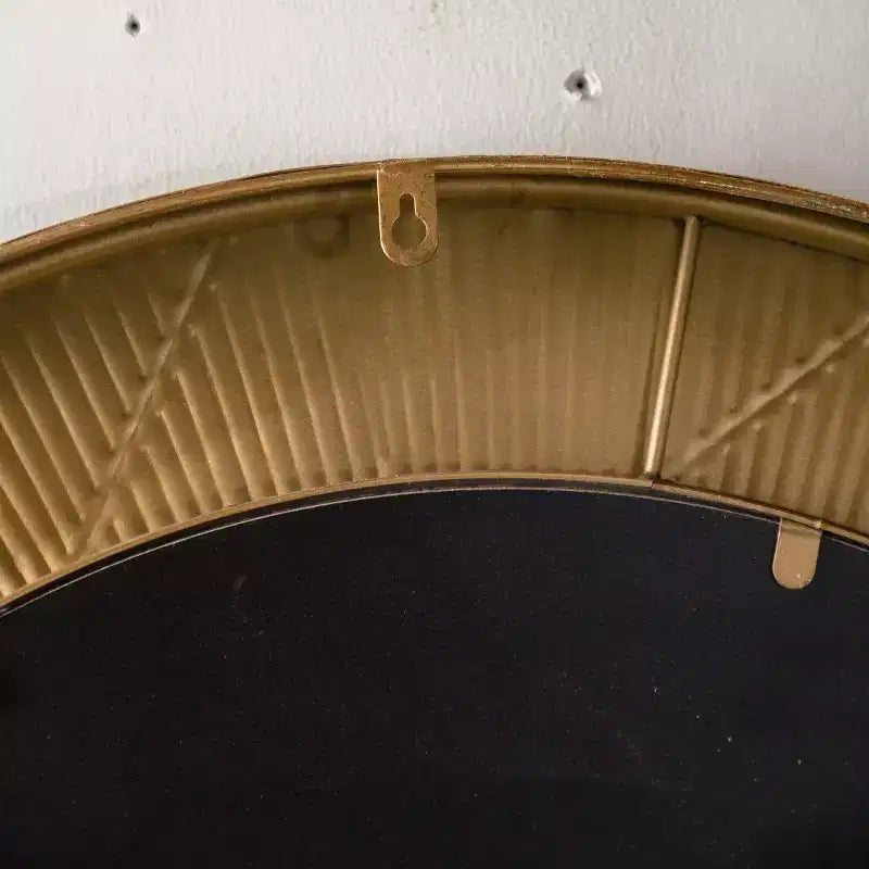 31" Luxury Round Boho Wall Mirror with Gold Textured Frame — Living Room, Entryway & Hallway