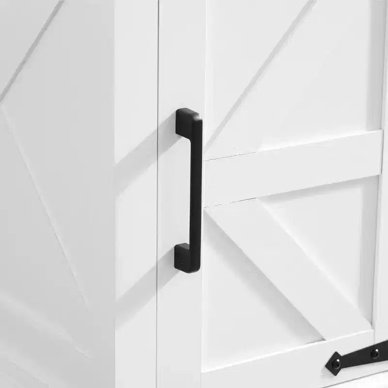 Farmhouse End Table with Barn Door, Adjustable Shelf & Metal Accents