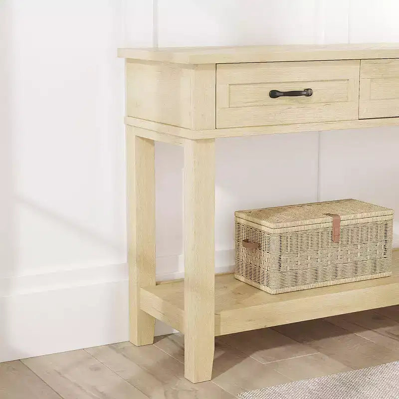 54 Farmhouse Console Table with 3 Drawers & Shelves  Entryway, Sofa, Living Room Storage Table