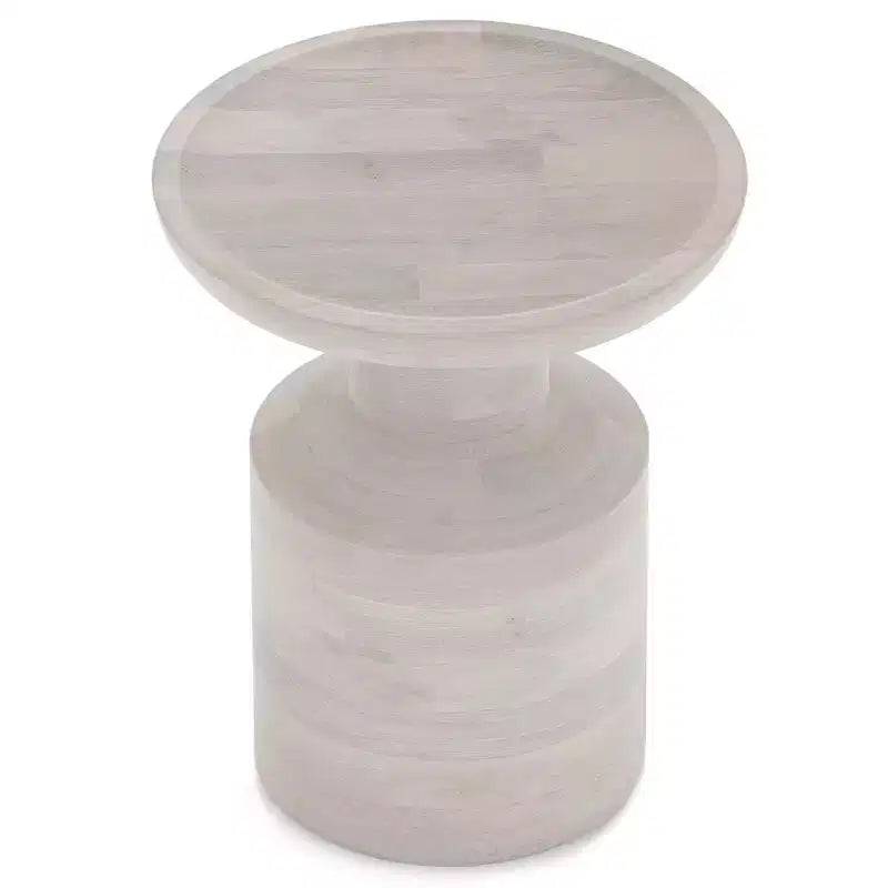 16" Round Solid Mango Wood Boho Accent Table — Assembled, Blue