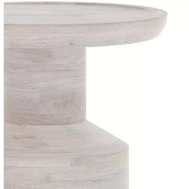 16" Round Solid Mango Wood Boho Accent Table — Assembled, Blue