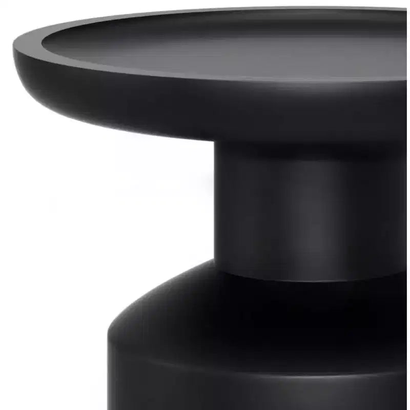 16" Round Solid Mango Wood Boho Accent Table — Assembled, Blue