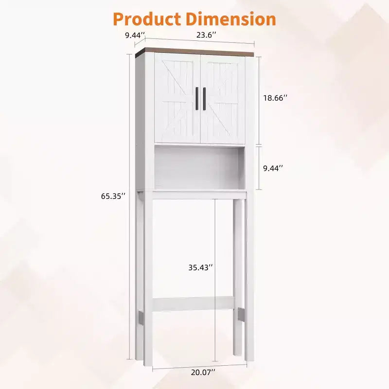 23.6 Inches Wide Toilet Rack with Over The Toilet Storage Cabinet, Bathroom Shelf Organizer with Anti-Tip Device, Freestanding Space Saver