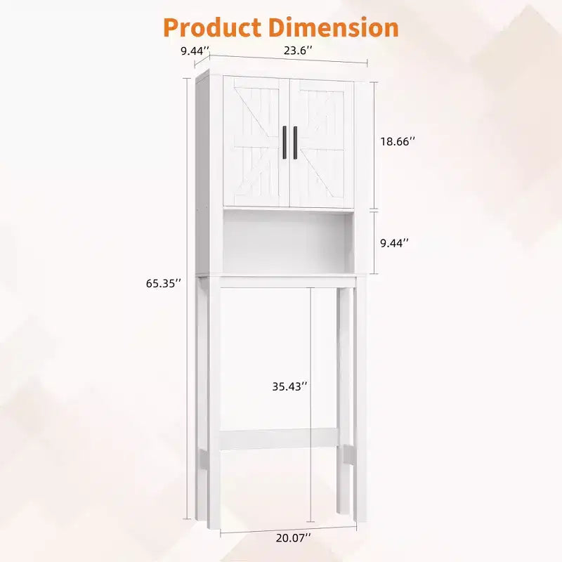 23.6 Inches Wide Toilet Rack with Over The Toilet Storage Cabinet, Bathroom Shelf Organizer with Anti-Tip Device, Freestanding Space Saver