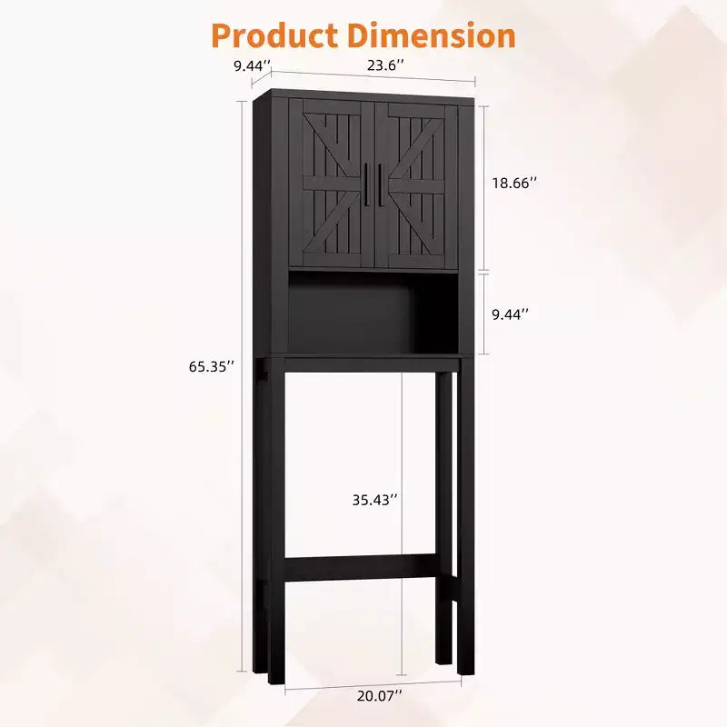 23.6 Inches Wide Toilet Rack with Over The Toilet Storage Cabinet, Bathroom Shelf Organizer with Anti-Tip Device, Freestanding Space Saver